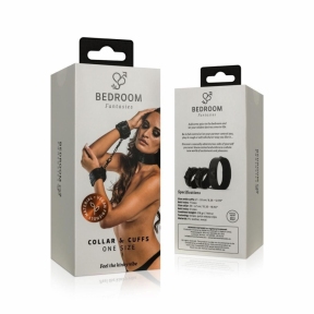 Наручники з нашийником Bedroom Fantasies: Collar & Wrist Cuffs, чорні 8
