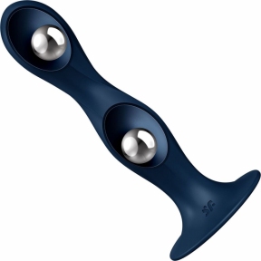 Ділдо Satisfyer Double Ball-R, синій, унісекс, рухомі кульки всередині, на присосці 2