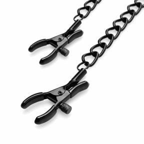 Затискачі для сосків Bedroom Fantasies: Nipple Clamps with Chain, чорні 2