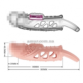 Стимулююча та подовжуюча насадка з вібрацією «Penis Sleeve Cecelia» 4