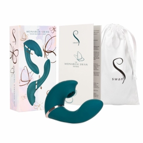 Многофункциональный вибратор с вакуумной стимуляцией Swan The Monarch Teal 6