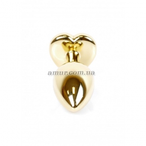 Анальная пробка «Jewellery Gold Heart» с красным кристалом в виде сердца 2