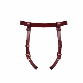 Кожаные трусы для страпона Liebe Seele Wine Red Strap on Harness, универсальный размер 3