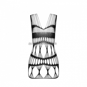 Бодістокінг-сукня Passion BS089 чорне, міні, плетіння у вигляді павутини 0