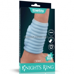 Насадка на пеніс з вібрацією «Vibrating Spiral Knights Ring 4» блакитна 4