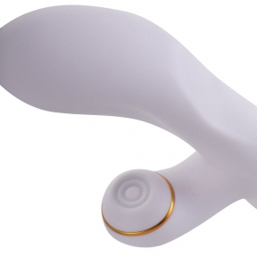 Вибратор-кролик с пульсацией и флоггером LOCKINK SEVANDA Whip Vibrating Massage Wand, бело-золотой 3