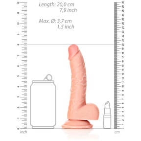 Фаллоимитатор RealRock Curved Dildo с мошонкой и присоской, 20 см, телесный 2