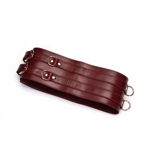 Шкіряний пояс для бондажу Liebe Seele Wine Red Waist Cuff 0
