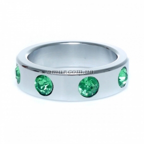 Металлическое, эрекционное кольцо «Green Diamonds», со стразами 3
