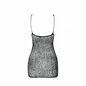 Ажурна міні-сукня на тонких бретелях Passion BS096 One Size, біла, плетіння на грудях 2