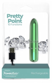 Віброкуля PowerBullet - Pretty Point Rechargeable Bullet, зелений 5