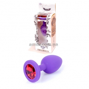 Анальная пробка «Jawellery Small» фиолетовая с красным камнем 7
