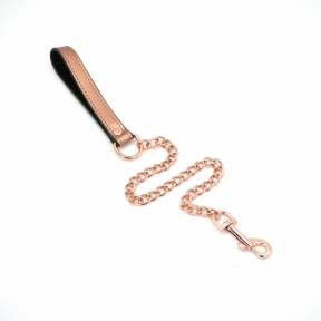 Широкий нашийник із повідцем Liebe Seele Rose Gold Memory Collar with Leash, натуральна шкіра 3