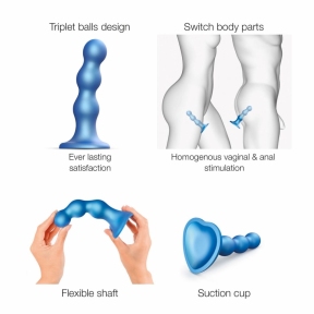 Фаллоимитатор Strap-On-Me Dildo Plug Balls, голубой, XL 2