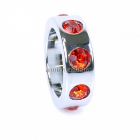 Металлическое эрекционное кольцо «Red Diamonds», с красными стразами 2