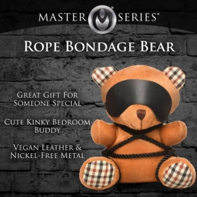 Плюшеве ведмежа Rope Teddy Bear БДСМ у шкіряній масці та обв'язці, 22x16x12 см 3