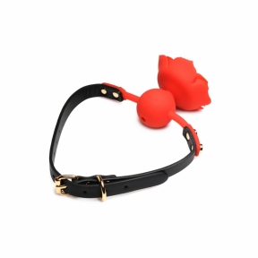 Силіконовий кляп з трояндою Master Series: Blossom Silicone Rose Gag – червоний 5