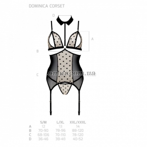 Корсет с открытой грудью Passion Dominica Corset, бежевый, пажи для чулок, стринги 3