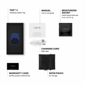 Ерекційне кільце з вібрацією LELO Tor 3 Base, синє, керування зі смартфона 2