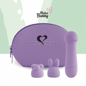 Міні-вібратор FeelzToys Mister Bunny, фіолетовий, з двома насадками 0