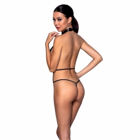 Боді-халтер із екошкіри Passion Jannies Body, чорний 2