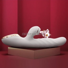 Вібратор-кролик з вакуумною стимуляцією і стволом, що обертається Kistoy A-King Max White 2