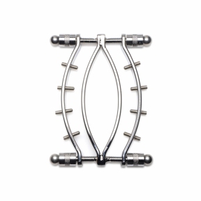 Затискач для вагіни Master Series: Spread Em Poker Vagina Clamp with Adjustable Pressure Screws, шипи 0