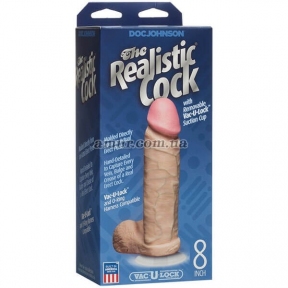 Фалоімітатор Doc Johnson Realistic Cock 8 inch White, Vack-U-Lock 1