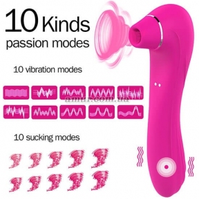 Вакуумний стимулятор «Sucking Massager», рожевий, 10 режимів всмоктування та вібрацій 3
