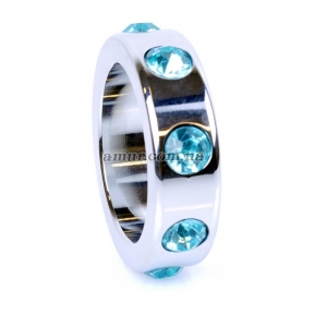 Эрекционное кольцо «Ring-Metal with Light Blue Diamonds Medium» 1