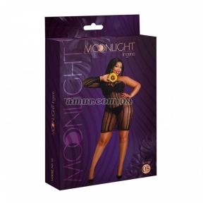 Сукня-бодістокінг Moonlight Plus Model 05 XL-XXXL Black, закрите одне плече та рукав 3