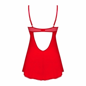 Пеньюар Obsessive Ingridia chemise & thong, червоний, сорочка, стрінги 2