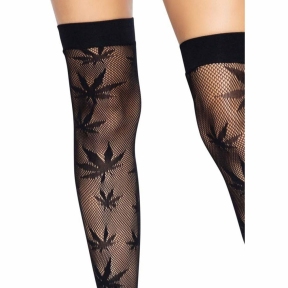 Чулки с рисунком Leg Avenue 420 Net thigh highs, черные 2