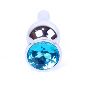 Анальная пробка «Jewellery Silver Butt» с голубым кристалом 0