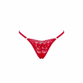 Мереживні стрінги Obsessive Lacelove thong, червоні, низька посадка 1