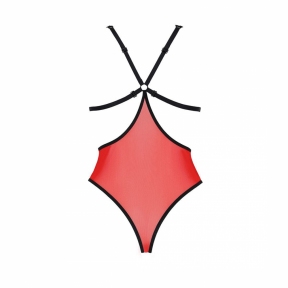 Напівпрозорий боді з мереживом Passion Peonia Body, червоний 4