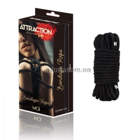 Веревка для BDSM MAI Bondage Rope, черная, длина 10 м, диаметр 6,5 мм, полиэстер 2