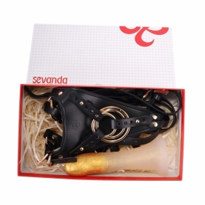 Страпон LOCKINK SEVANDA Queen Sheba Strapon Golden Dildo, регульовані кріплення, силіконовий дилдо 8