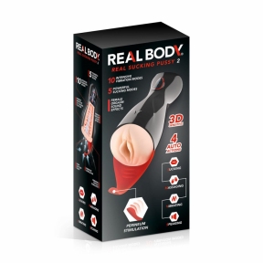 Преміум-вібромастурбатор Real Body - Real Sucking Pussy 2, всмоктування, звук, стимуляція промежини 5