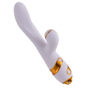 Вибратор-кролик с пульсацией и флоггером LOCKINK SEVANDA Whip Vibrating Massage Wand, бело-золотой 0