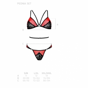 Комплект белья Passion Peonia Set, красный, бра, трусики 4
