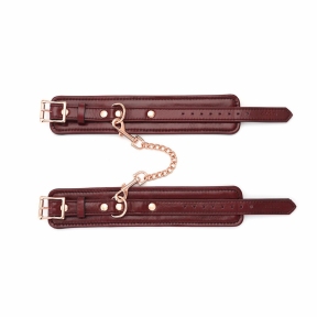 Кожаные поножи Liebe Seele Wine Red Ankle Cuffs, съемная цепочка-крепление 3