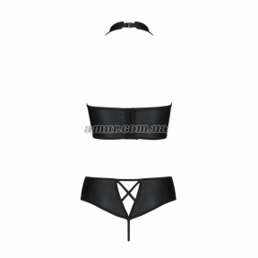 Комплект з екошкіри Passion Nancy Bikini, бра та трусики з імітацією шнурівки 2