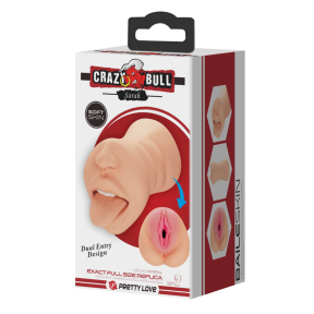 Двухсторонний мастурбатор, вагина + ротик Crazy Bull Sarah, телесный 6