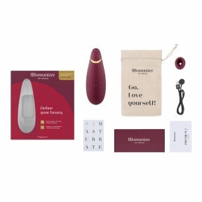 Вакуумний кліторальний стимулятор Womanizer Premium 2, бордовий, функції Autopilot та Smart Silence 5
