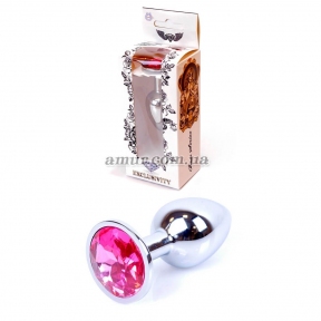 Анальная пробка «Jewellery Silver» с ярко розовым кристаллом 7