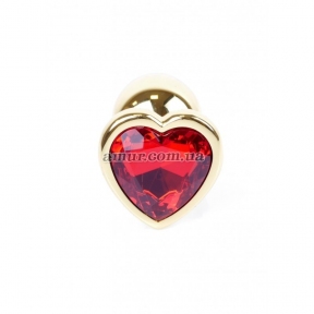Анальная пробка «Jewellery Gold Heart» с красным кристалом в виде сердца 0