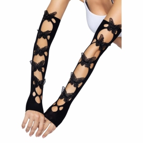 Митенки Leg Avenue Butterfly applique arm warmers, черные , бабочки 0