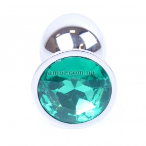 Анальная пробка «Jewellery Silver» с зеленым кристалом 0