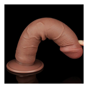 Фалоімітатор без мошонки Sliding Skin Dual Layer Dong, коричневий, 20 см 2